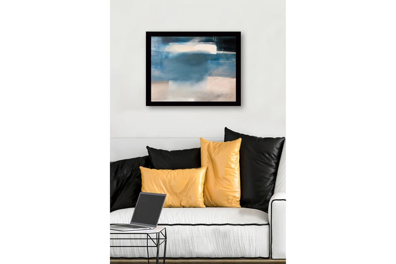 Inramad Canvastavla i trä - 41x56 cm - Abstrakt komposition med mjuka blå nyanser - Blå / Ljusgrå / Vit - Inredning & dekor - Tavlor & konst