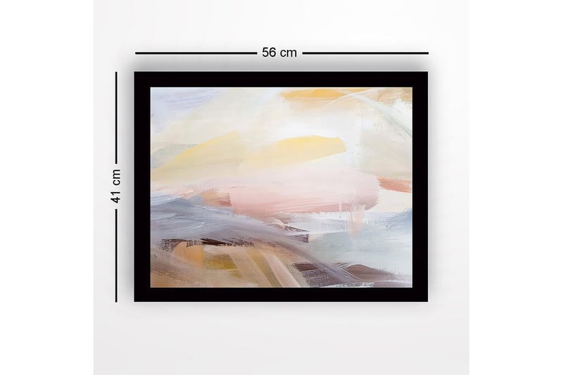 Inramad Canvastavla i trä - 41x56 cm - Abstrakt komposition med mjuka färgövergångar - Ljusgul / Ljusrosa / Ljusblå - Inredning & dekor - Tavlor & konst