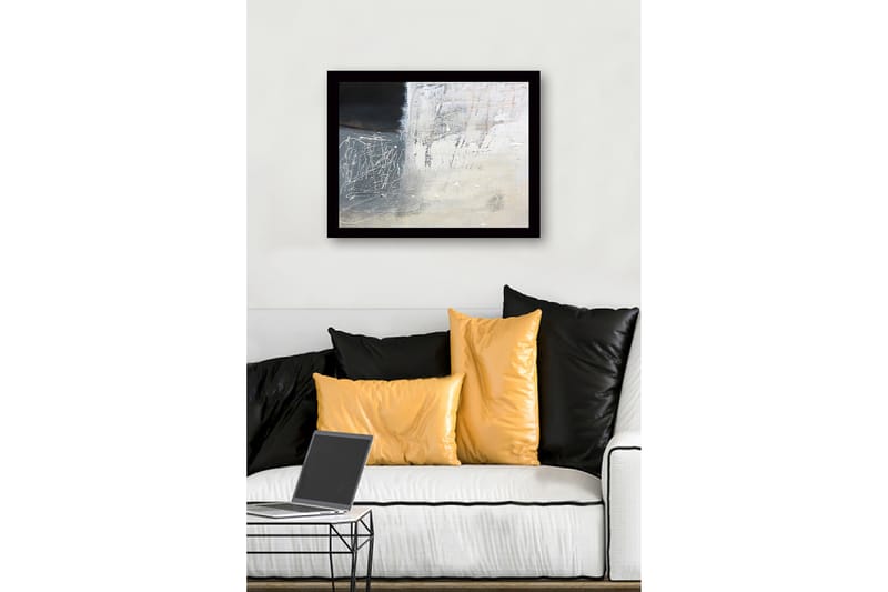 Inramad Canvastavla i trä - 41x56 cm - Abstrakt komposition med svarta och vita nyanser - Svart / Vit / Grå - Inredning & dekor - Tavlor & konst