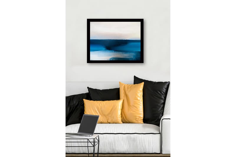 Inramad Canvastavla i trä - 41x56 cm - Abstrakt landskap med blå nyanser - Mörkblå / Ljusblå / Vit - Inredning & dekor - Tavlor & konst