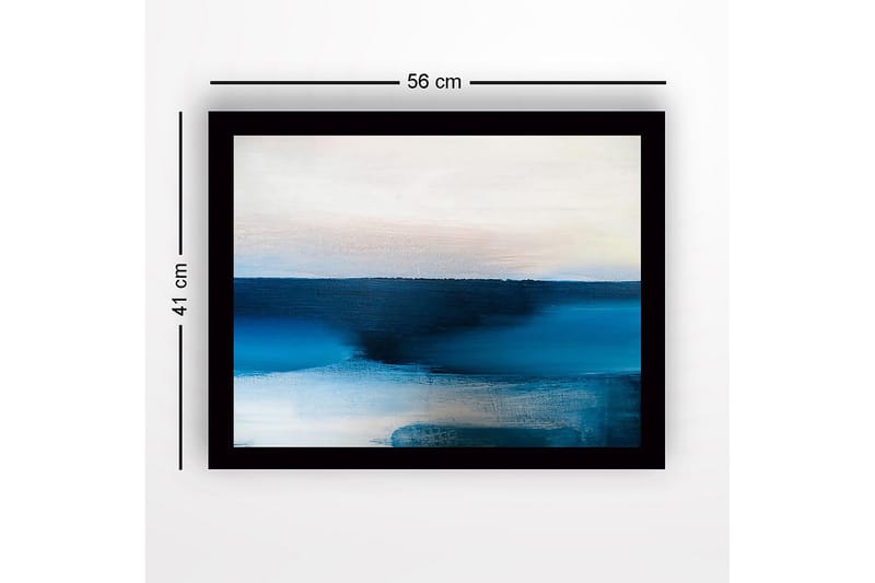 Inramad Canvastavla i trä - 41x56 cm - Abstrakt landskap med blå nyanser - Mörkblå / Ljusblå / Vit - Inredning & dekor - Tavlor & konst