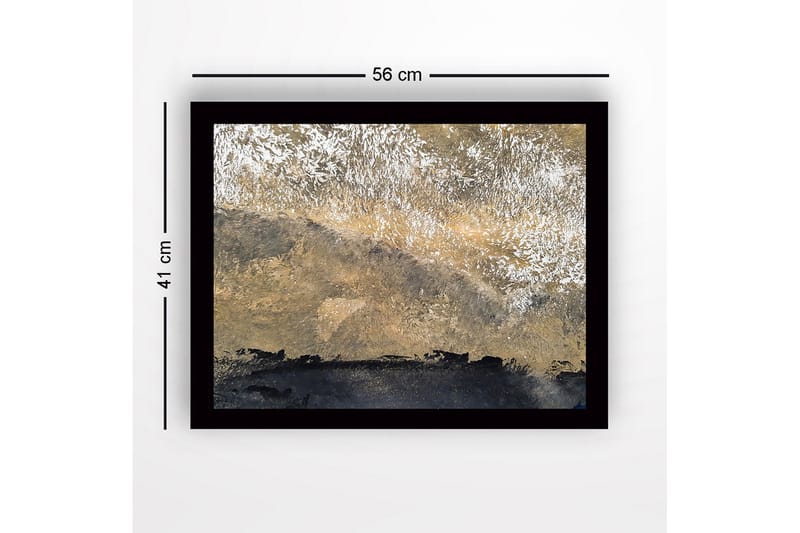 Inramad Canvastavla i trä - 41x56 cm - Abstrakt landskap med gyllene och svarta toner - Guld / Svart - Inredning & dekor - Tavlor & konst