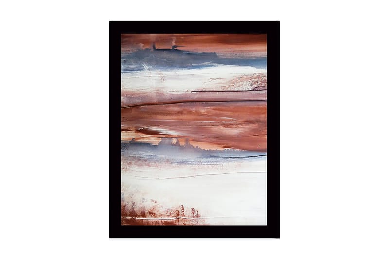 Inramad Canvastavla i trä - 41x56 cm - Abstrakt landskap med jordnära toner - Rödbrun / Blå / Vit - Inredning & dekor - Tavlor & konst