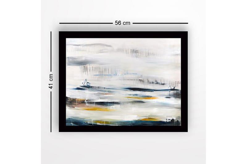 Inramad Canvastavla i trä - 41x56 cm - Abstrakt landskap med mjuka färgövergångar - Blå / Grå / Gul - Inredning & dekor - Tavlor & konst