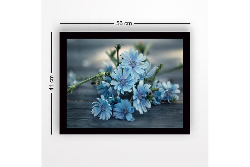 Inramad Canvastavla i trä - 41x56 cm - Blommor i mjuka blå nyanser - Ljusblå / Grön - Inredning & dekor - Tavlor & konst