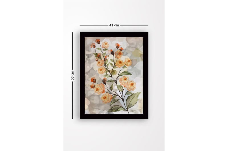 Inramad Canvastavla i trä - 41x56 cm - Blomsterarrangemang med rosor i mjuka nyanser - Ljus orange / Grön / Beige - Inredning & dekor - Tavlor & konst