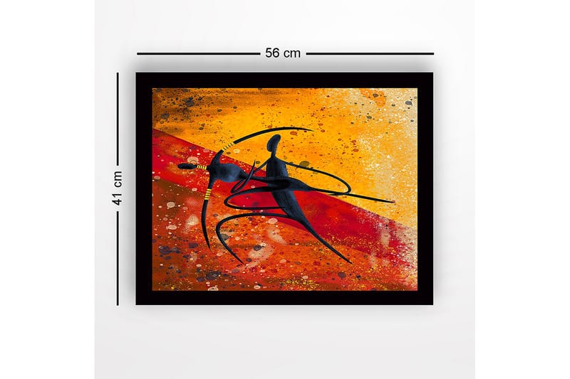 Inramad Canvastavla i trä - 41x56 cm - Dansande par i abstrakt stil - Guld / Röd / Svart - Inredning & dekor - Tavlor & konst