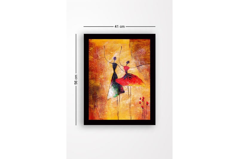Inramad Canvastavla i trä - 41x56 cm - Dansande par i färgglada klänningar - Röd / Svart / Gul - Inredning & dekor - Tavlor & konst