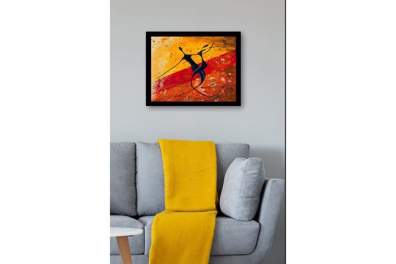 Inramad Canvastavla i trä - 41x56 cm - Dansande par i abstrakt stil - Svart / Orange / Gul - Inredning & dekor - Tavlor & konst