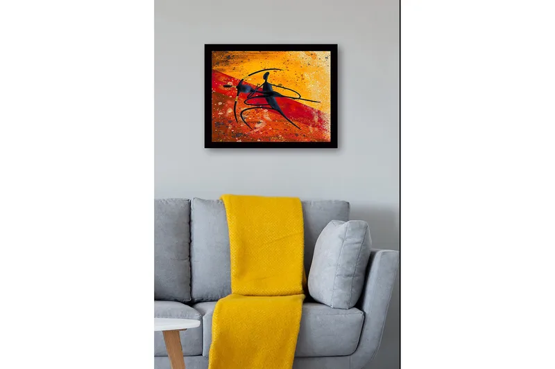 Inramad Canvastavla i trä - 41x56 cm - Dansande par i abstrakt stil - Guld / Röd / Svart - Inredning & dekor - Tavlor & konst