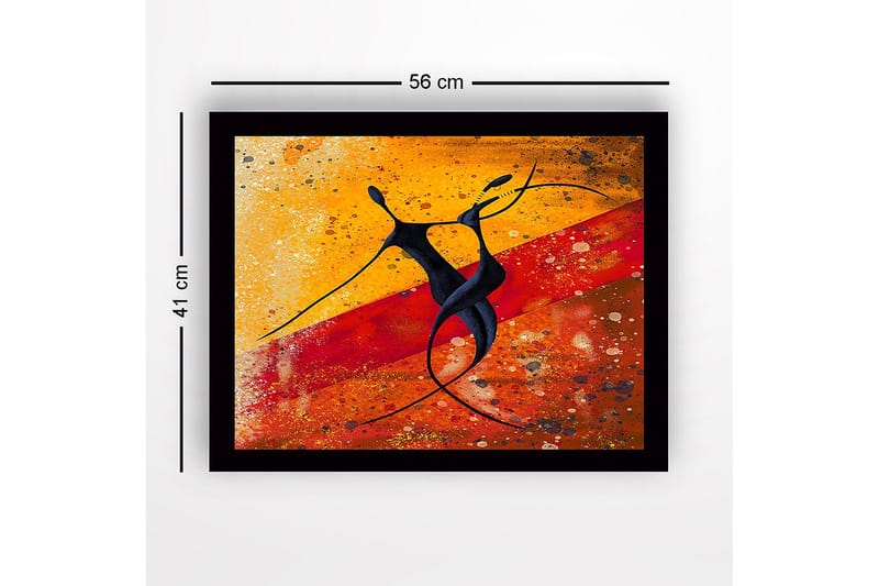 Inramad Canvastavla i trä - 41x56 cm - Dansande par i abstrakt stil - Svart / Orange / Gul - Inredning & dekor - Tavlor & konst