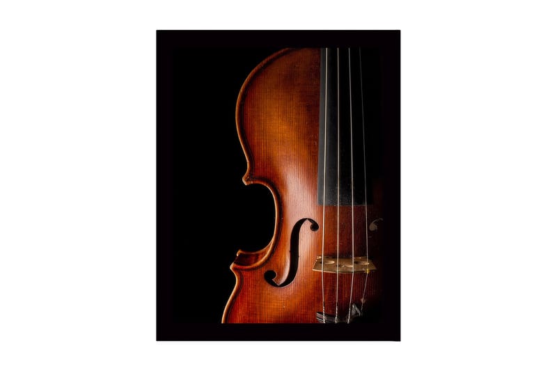 Inramad Canvastavla i trä - 41x56 cm - Elegant violin med detaljerad trästruktur - Mörkbrun / Ljusbrun / Svart - Inredning & dekor - Tavlor & konst