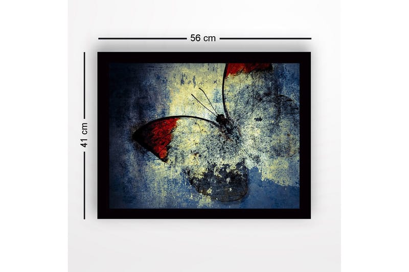 Inramad Canvastavla i trä - 41x56 cm - Färgglad fjäril med röda vingar - Röd / Blå / Gul - Inredning & dekor - Tavlor & konst
