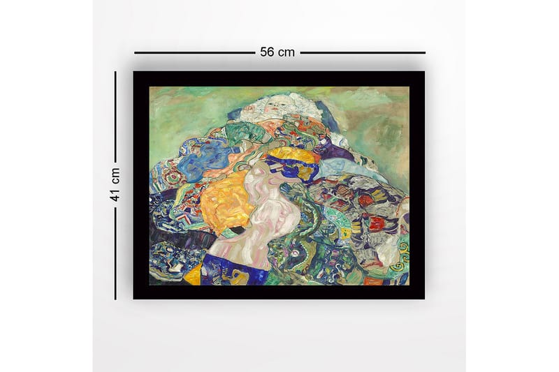 Inramad Canvastavla i trä - 41x56 cm - Färgglad komposition av en kvinna omgiven av mönstrade textilier - Grön / Blå / Orange - Inredning & dekor - Tavlor & konst