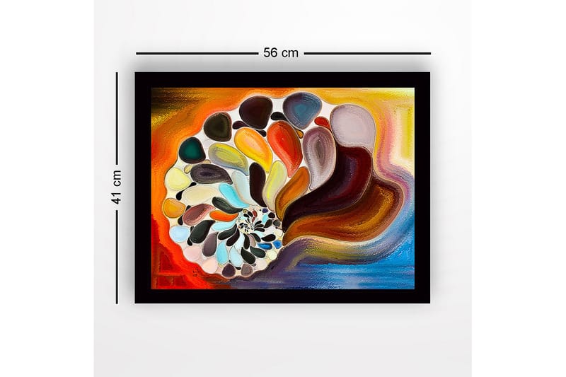 Inramad Canvastavla i trä - 41x56 cm - Färgglad snäcka med abstrakta former - Orange / Brun / Vit - Inredning & dekor - Tavlor & konst