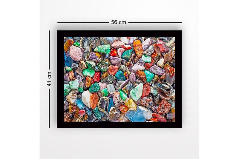 Inramad Canvastavla i trä - 41x56 cm - Färgglada ädelstenar i en rik mosaik av former och nyanser - Grön / Röd / Blå - Inredning & dekor - Tavlor & konst