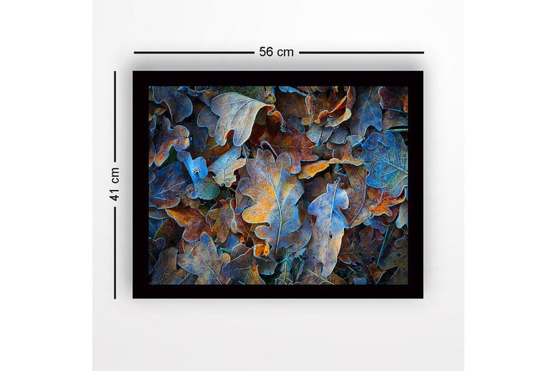 Inramad Canvastavla i trä - 41x56 cm - Färgglada höstlöv i en harmonisk komposition - Blå / Orange / Brun - Inredning & dekor - Tavlor & konst