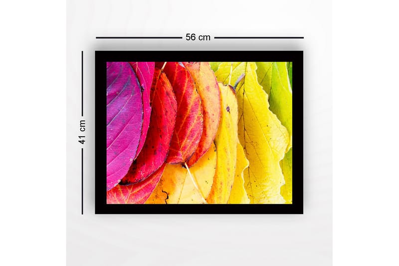 Inramad Canvastavla i trä - 41x56 cm - Färgglada höstlöv i olika nyanser - Rosa / Röd / Gul - Inredning & dekor - Tavlor & konst