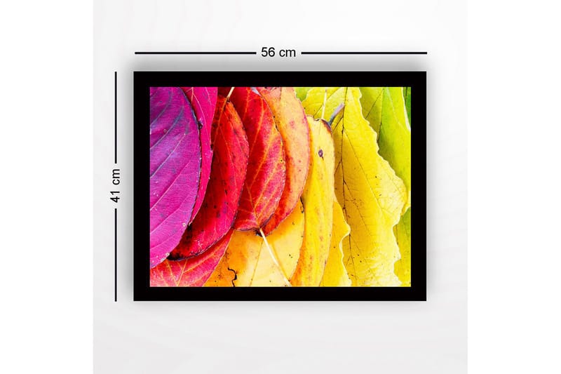 Inramad Canvastavla i trä - 41x56 cm - Färgglada höstlöv i olika nyanser - Rosa / Röd / Gul - Inredning & dekor - Tavlor & konst