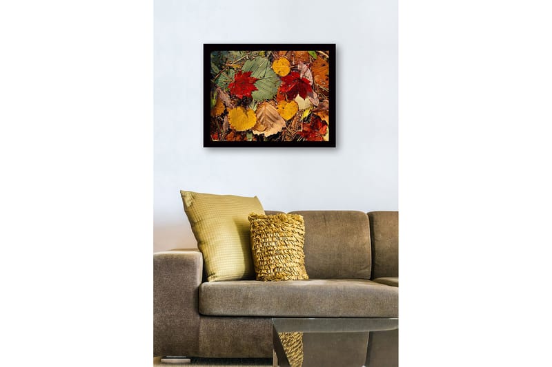Inramad Canvastavla i trä - 41x56 cm - Färgglada höstlöv på marken - Röd / Gul / Grön - Inredning & dekor - Tavlor & konst