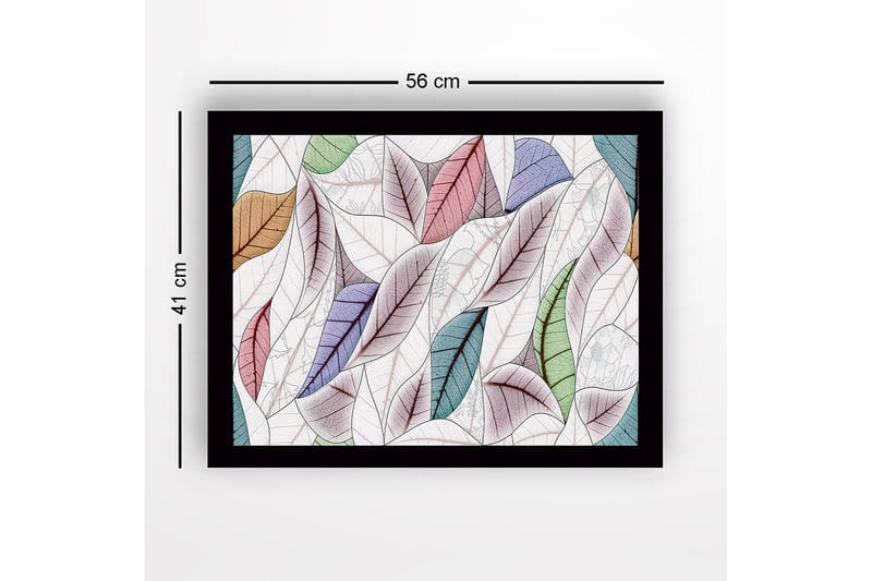 Inramad Canvastavla i trä - 41x56 cm - Färgglada löv i en harmonisk komposition - Grön / Rosa / Blå - Inredning & dekor - Tavlor & konst