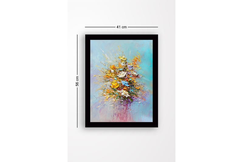 Inramad Canvastavla i trä - 41x56 cm - Färgrik bukett av blommor - Gult / Orange / Lila - Inredning & dekor - Tavlor & konst