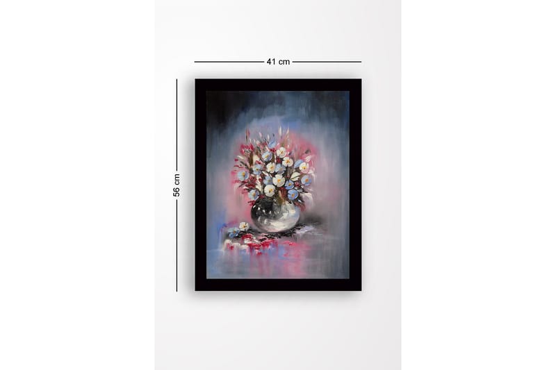 Inramad Canvastavla i trä - 41x56 cm - Färgrik bukett av blommor i en vas - Blå / Vit / Rosa - Inredning & dekor - Tavlor & konst