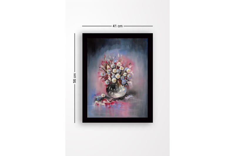 Inramad Canvastavla i trä - 41x56 cm - Färgrik bukett av blommor i en vas - Blå / Vit / Rosa - Inredning & dekor - Tavlor & konst