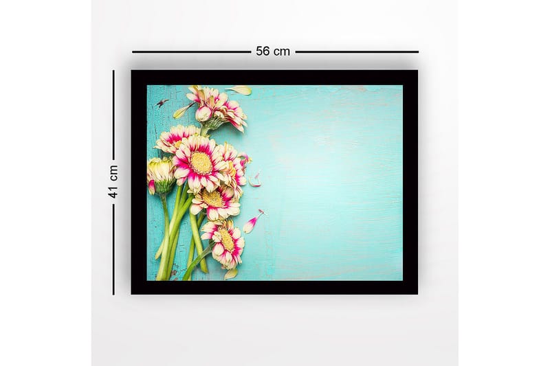Inramad Canvastavla i trä - 41x56 cm - Färgrik bukett av blommor med rosa och vita kronblad - Rosa / Vit / Grön - Inredning & dekor - Tavlor & konst