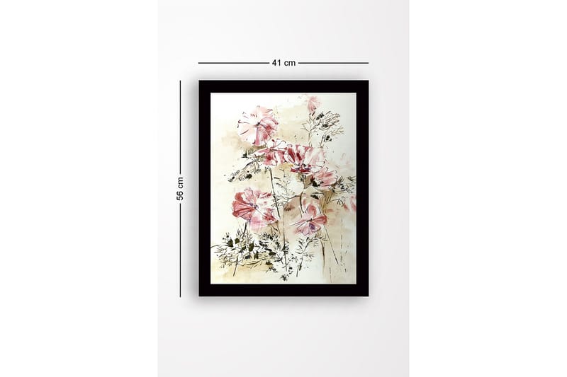 Inramad Canvastavla i trä - 41x56 cm - Färgrik bukett av blommor - Rosa / Grön / Beige - Inredning & dekor - Tavlor & konst