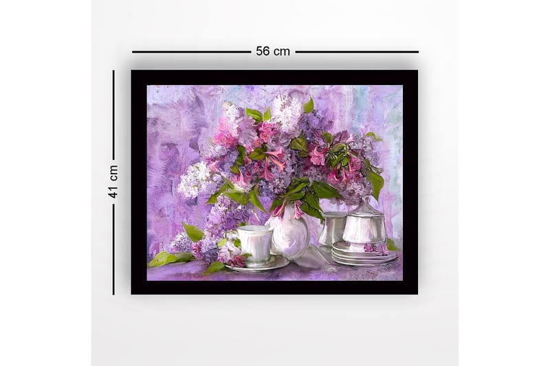Inramad Canvastavla i trä - 41x56 cm - Färgrik bukett av syrener i en vacker komposition - Lila / Rosa / Grön - Inredning & dekor - Tavlor & konst