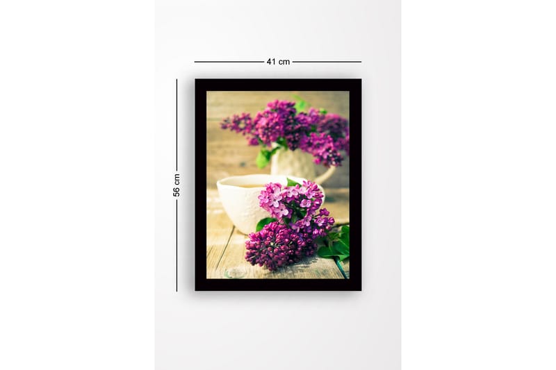 Inramad Canvastavla i trä - 41x56 cm - Färgrik bukett av syrener - Lila / Grön - Inredning & dekor - Tavlor & konst