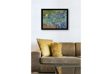 Inramad Canvastavla i trä - 41x56 cm - Färgrik samling av irisblommor - Blå / Grön / Brun - Inredning & dekor - Tavlor & konst
