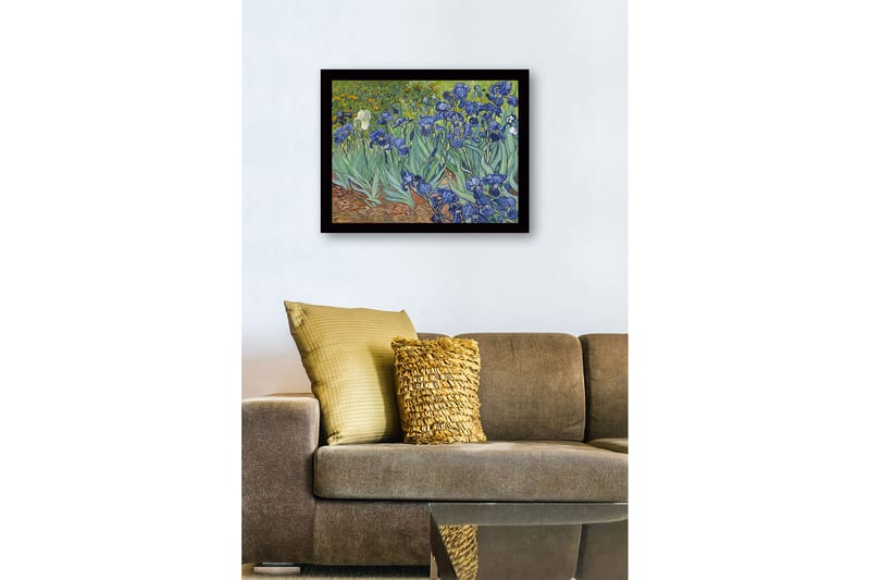 Inramad Canvastavla i trä - 41x56 cm - Färgrik samling av irisblommor - Blå / Grön / Brun - Inredning & dekor - Tavlor & konst