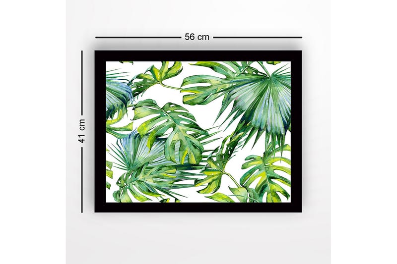 Inramad Canvastavla i trä - 41x56 cm - Grönskande tropiska bladverk - Mörkgrön / Ljusgrön / Gulgrön - Inredning & dekor - Tavlor & konst