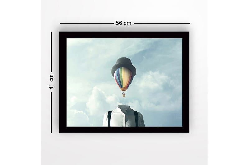 Inramad Canvastavla i trä - 41x56 cm - Huvudlös man i vit skjorta med en färgglad varmluftsballong ovanför - Blå / Grön / Röd - Inredning & dekor - Tavlor & konst