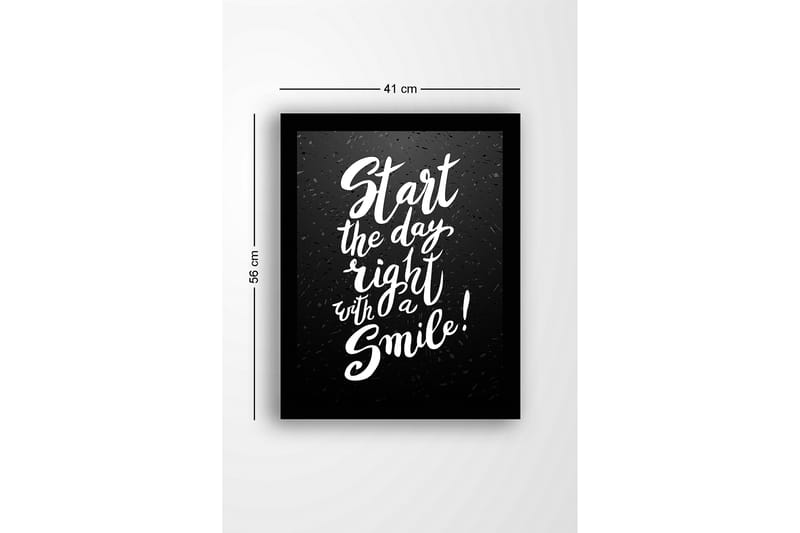 Inramad Canvastavla i trä - 41x56 cm - Inspirerande citat med handskriven typografi - Svart / Vit - Inredning & dekor - Tavlor & konst