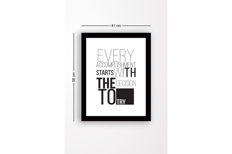 Inramad Canvastavla i trä - 41x56 cm - Inspirerande citat om prestation och beslutsamhet - Svart / Vitt - Inredning & dekor - Tavlor & konst