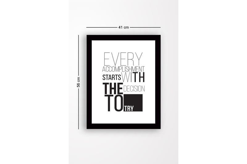 Inramad Canvastavla i trä - 41x56 cm - Inspirerande citat om prestation och beslutsamhet - Svart / Vitt - Inredning & dekor - Tavlor & konst