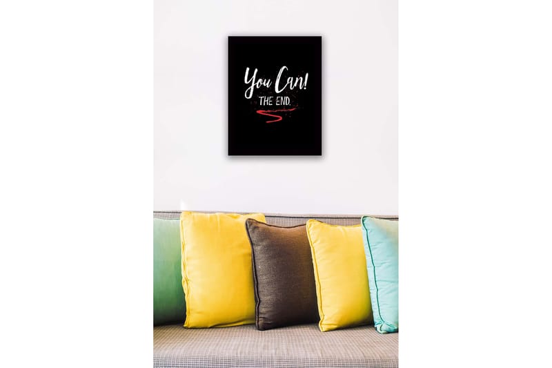 Inramad Canvastavla i trä - 41x56 cm - Inspirerande text med uppmaning och avslutning - Vit / Röd / Svart - Inredning & dekor - Tavlor & konst