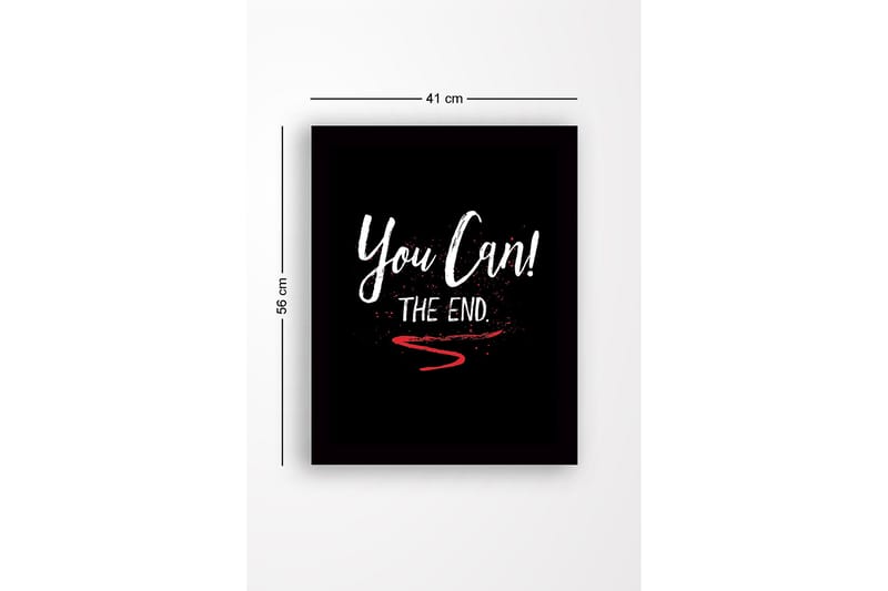 Inramad Canvastavla i trä - 41x56 cm - Inspirerande text med uppmaning och avslutning - Vit / Röd / Svart - Inredning & dekor - Tavlor & konst