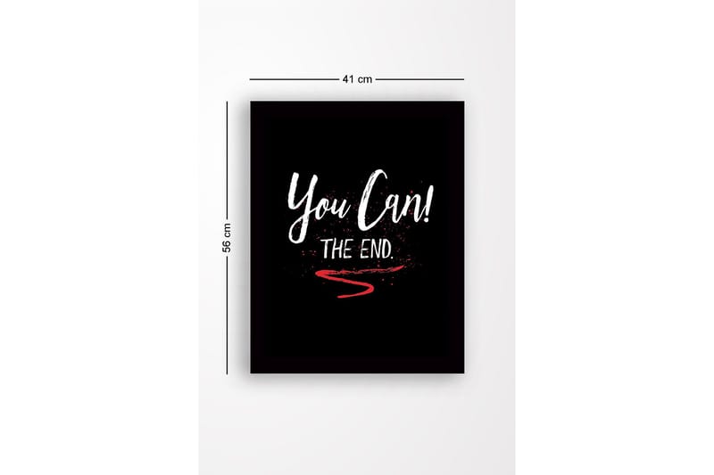 Inramad Canvastavla i trä - 41x56 cm - Inspirerande text med uppmaning och avslutning - Vit / Röd / Svart - Inredning & dekor - Tavlor & konst