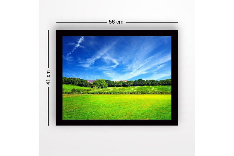 Inramad Canvastavla i trä - 41x56 cm - Lummig landskap med grönskande ängar och blå himmel - Grön / Blå - Inredning & dekor - Tavlor & konst