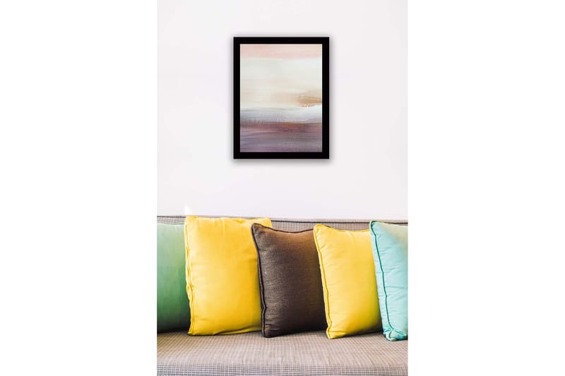 Inramad Canvastavla i trä - 41x56 cm - Mjuk abstrakt landskapskomposition med subtila färgövergångar - Ljusrosa / Beige / Lila - Inredning & dekor - Tavlor & konst