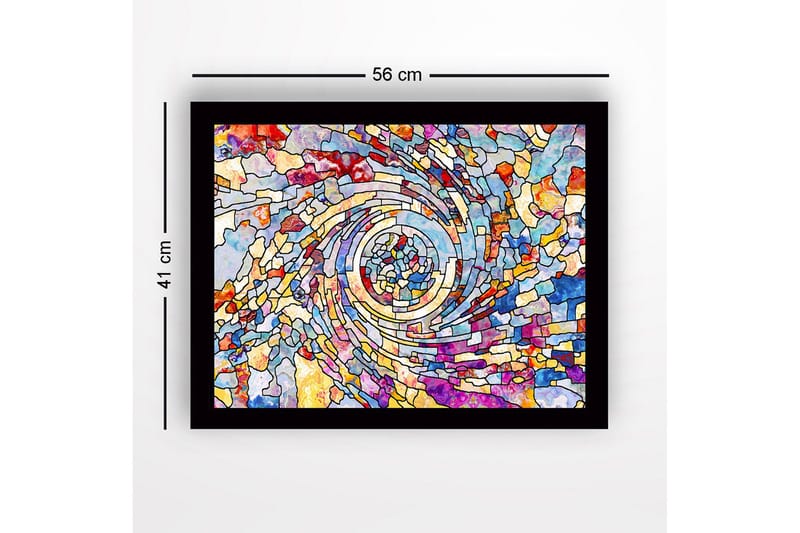 Inramad Canvastavla i trä - 41x56 cm - Spiraler av färgglada mosaikfragment - Blå / Röd / Gul - Inredning & dekor - Tavlor & konst