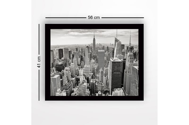 Inramad Canvastavla i trä - 41x56 cm - Storslagen vy över New Yorks skyline med ikoniska skyskrapor - Svart / Vitt / Grått - Inredning & dekor - Tavlor & konst