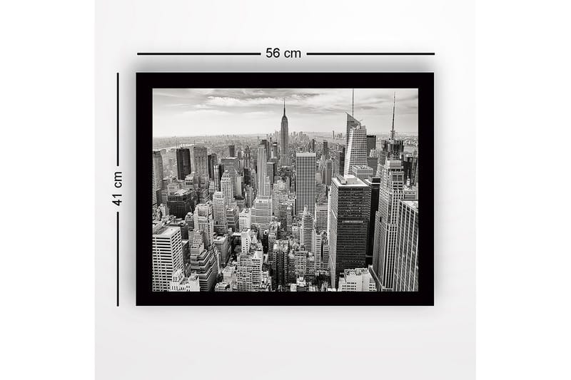 Inramad Canvastavla i trä - 41x56 cm - Storslagen vy över New Yorks skyline med ikoniska skyskrapor - Svart / Vitt / Grått - Inredning & dekor - Tavlor & konst