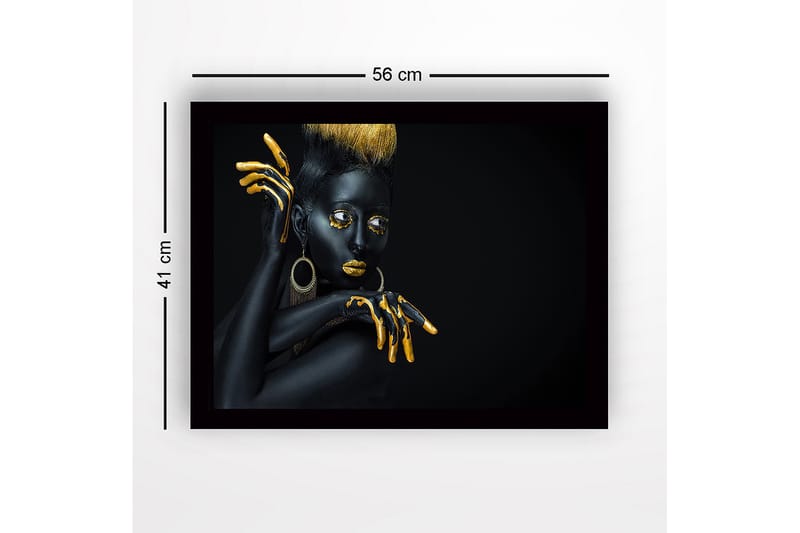 Inramad Canvastavla i trä - 41x56 cm - Svart och guldklädd modell med dramatiska poser - Svart / Guld - Inredning & dekor - Tavlor & konst