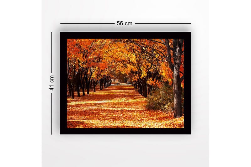 Inramad Canvastavla i trä - 41x56 cm - Vacker allé med höstfärgade träd - Orange / Guld / Brun - Inredning & dekor - Tavlor & konst