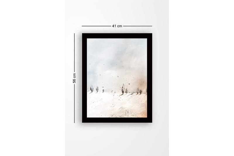 Inramad Canvastavla i trä - 41x56 cm - Vinterlandskap med snöklädda träd - Vit / Ljusgrå / Beige - Inredning & dekor - Tavlor & konst